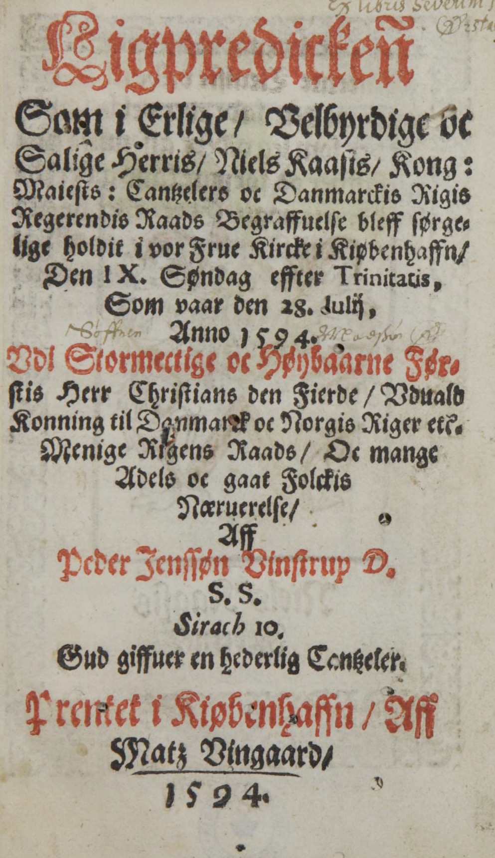 Niels Kaas Ligprædiken 1594