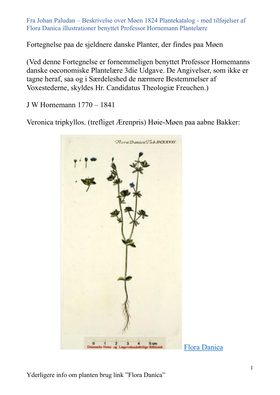 Plante katalog fra 1824 Møen Planter